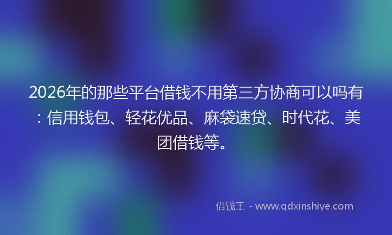 2026年的那些平台借钱不用第三方协商可以吗有:信用钱包、轻花优品、麻袋速贷、时代花、美团借钱等。