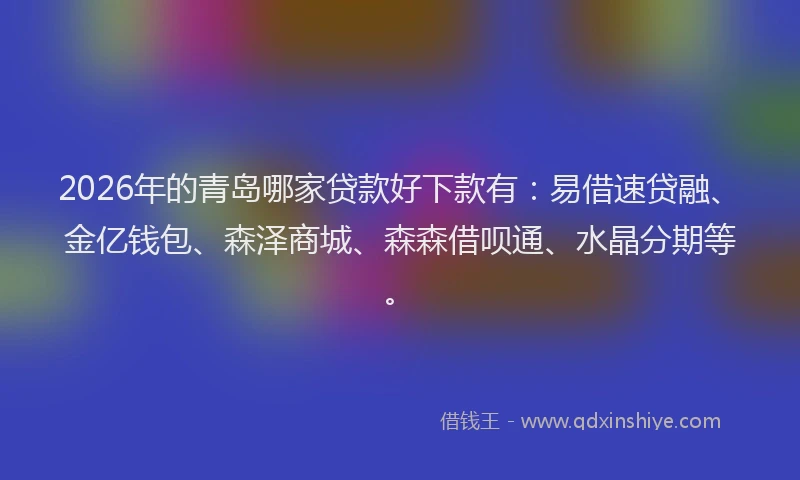 2026年的青岛哪家贷款好下款有：易借速贷融、金亿钱包、森泽商城、森森借呗通、水晶分期等。