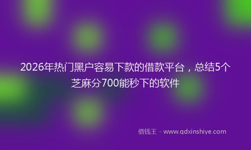 2026年热门黑户容易下款的借款平台，总结5个芝麻分700能秒下的软件