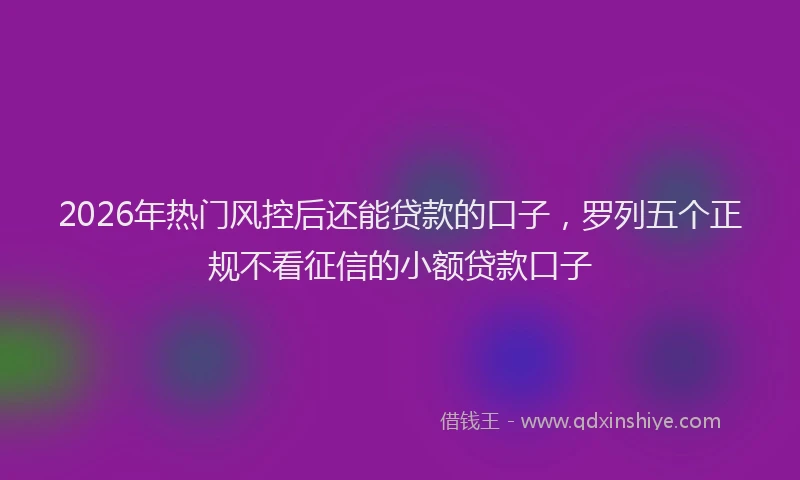 2026年热门风控后还能贷款的口子，罗列五个正规不看征信的小额贷款口子