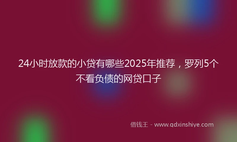 24小时放款的小贷有哪些2025年推荐,罗列5个不看负债的网贷口子