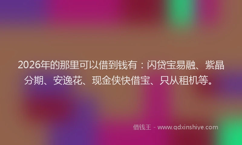 2026年的那里可以借到钱有：闪贷宝易融、紫晶分期、安逸花、现金侠快借宝、只从租机等。