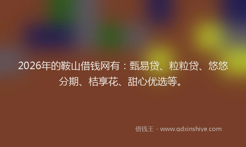 2026年的鞍山借钱网有：甄易贷、粒粒贷、悠悠分期、桔享花、甜心优选等。
