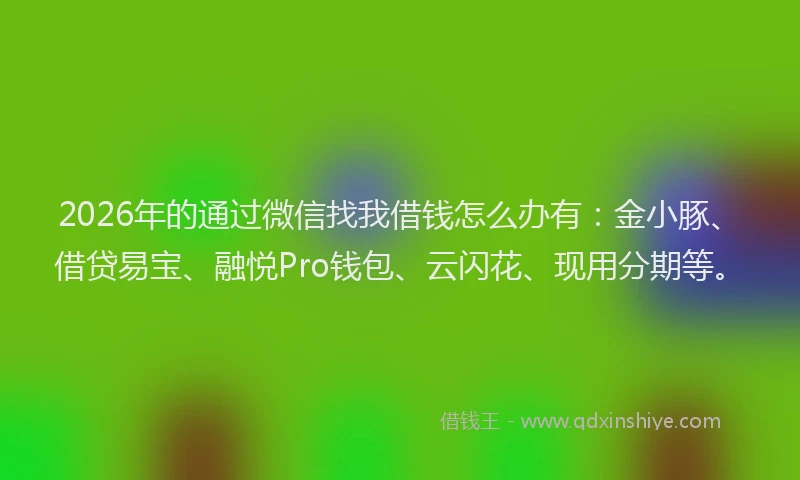 2026年的通过微信找我借钱怎么办有:金小豚、借贷易宝、融悦Pro钱包、云闪花、现用分期等。