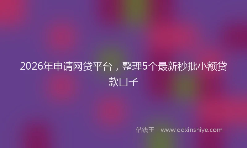 2026年申请网贷平台，整理5个最新秒批小额贷款口子