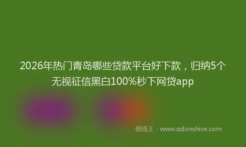 2026年热门青岛哪些贷款平台好下款,归纳5个无视征信黑白100%秒下网贷app
