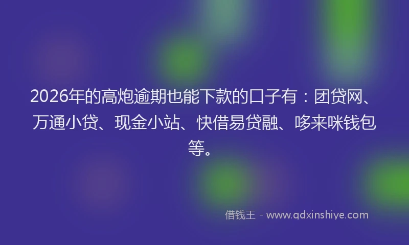 2026年的高炮逾期也能下款的口子有:团贷网、万通小贷、现金小站、快借易贷融、哆来咪钱包等。
