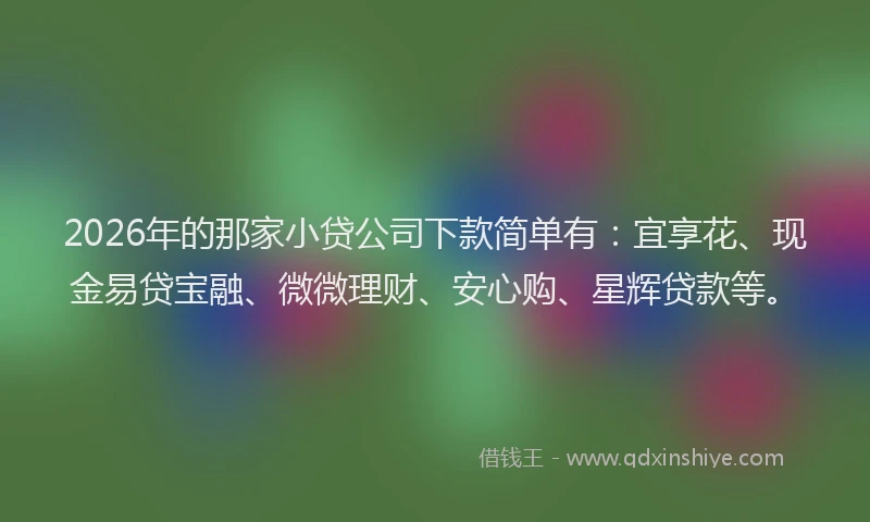 2026年的那家小贷公司下款简单有:宜享花、现金易贷宝融、微微理财、安心购、星辉贷款等。