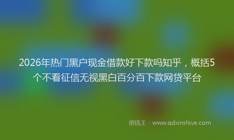 2026年热门黑户现金借款好下款吗知乎，概括5个不看征信无视黑白百分百下款网贷平台