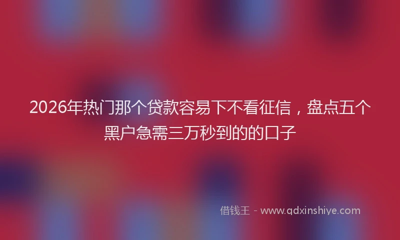 2026年热门那个贷款容易下不看征信,盘点五个黑户急需三万秒到的的口子