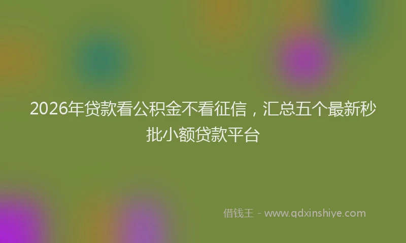 2026年贷款看公积金不看征信，汇总五个最新秒批小额贷款平台