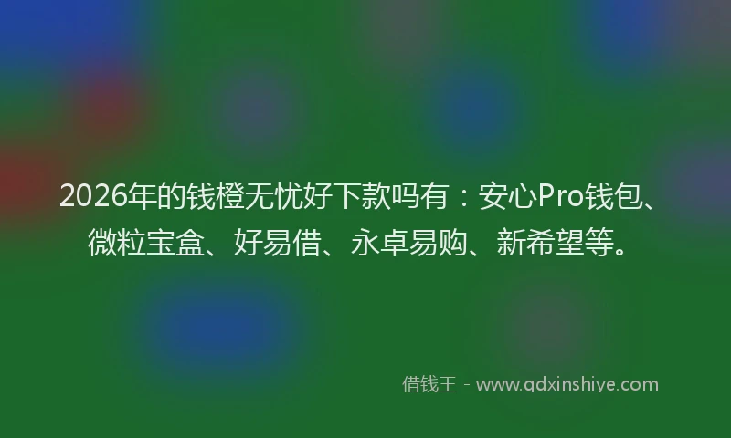 2026年的钱橙无忧好下款吗有：安心Pro钱包、微粒宝盒、好易借、永卓易购、新希望等。