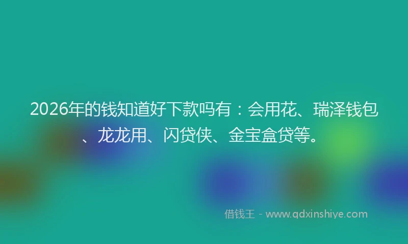 2026年的钱知道好下款吗有：会用花、瑞泽钱包、龙龙用、闪贷侠、金宝盒贷等。