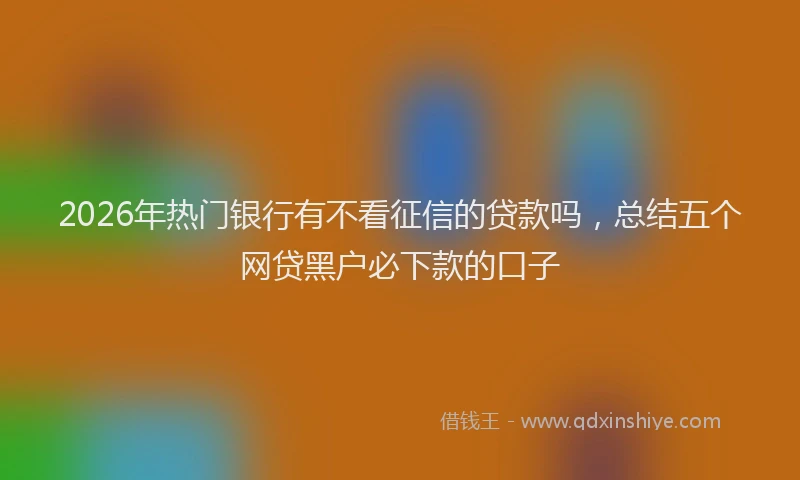 2026年热门银行有不看征信的贷款吗，总结五个网贷黑户必下款的口子