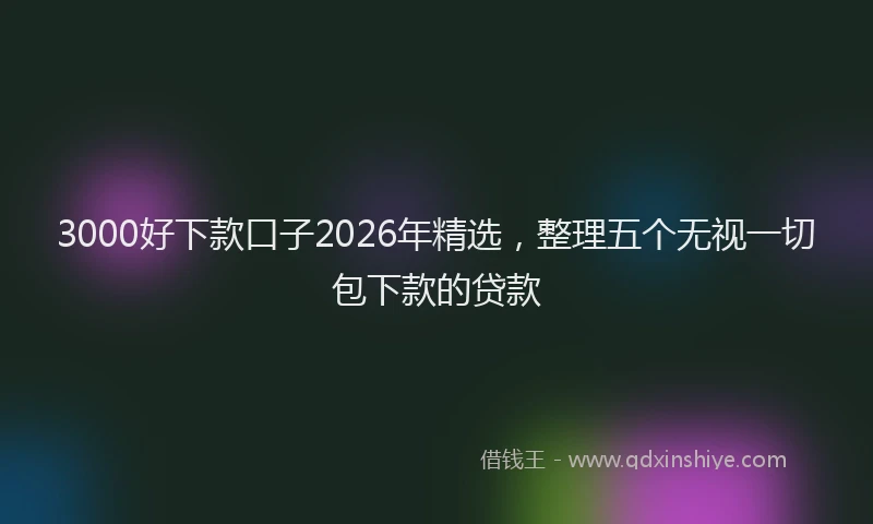 3000好下款口子2026年精选，整理五个无视一切包下款的贷款