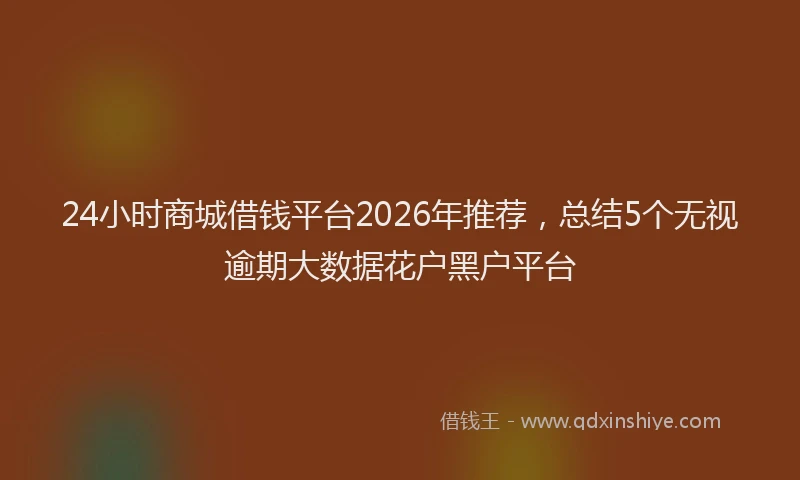 24小时商城借钱平台2026年推荐，总结5个无视逾期大数据花户黑户平台