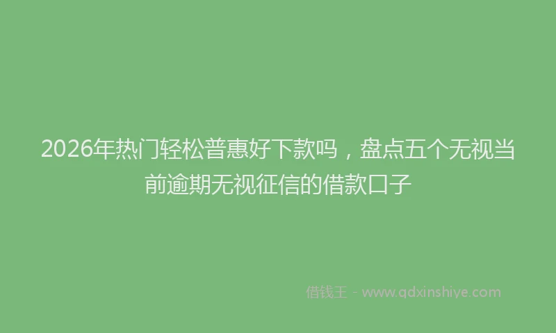 2026年热门轻松普惠好下款吗，盘点五个无视当前逾期无视征信的借款口子