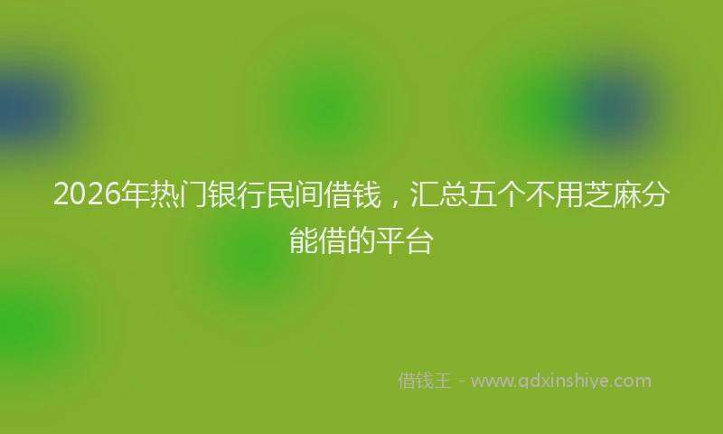 2026年热门银行民间借钱，汇总五个不用芝麻分能借的平台