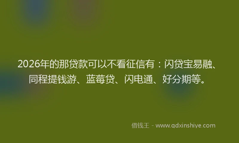 2026年的那贷款可以不看征信有：闪贷宝易融、同程提钱游、蓝莓贷、闪电通、好分期等。