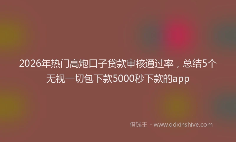 2026年热门高炮口子贷款审核通过率，总结5个无视一切包下款5000秒下款的app
