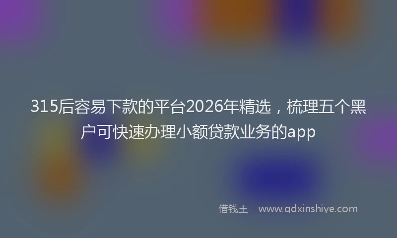 315后容易下款的平台2026年精选，梳理五个黑户可快速办理小额贷款业务的app