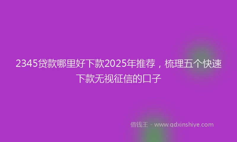 2345贷款哪里好下款2025年推荐,梳理五个快速下款无视征信的口子