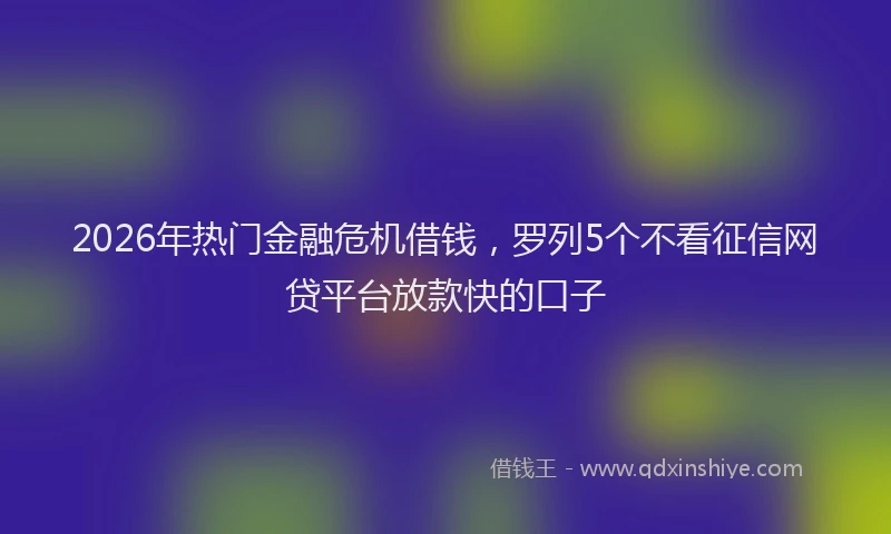 2026年热门金融危机借钱,罗列5个不看征信网贷平台放款快的口子