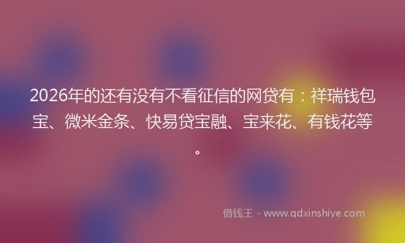 2026年的还有没有不看征信的网贷有：祥瑞钱包宝、微米金条、快易贷宝融、宝来花、有钱花等。