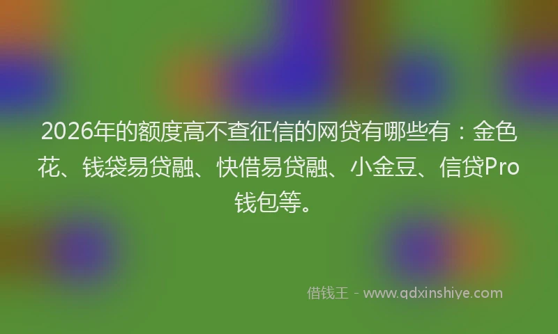 2026年的额度高不查征信的网贷有哪些有：金色花、钱袋易贷融、快借易贷融、小金豆、信贷Pro钱包等。