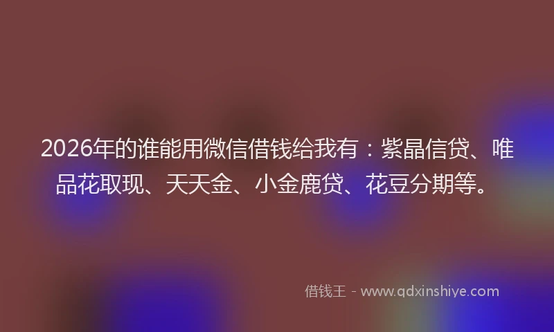 2026年的谁能用微信借钱给我有：紫晶信贷、唯品花取现、天天金、小金鹿贷、花豆分期等。