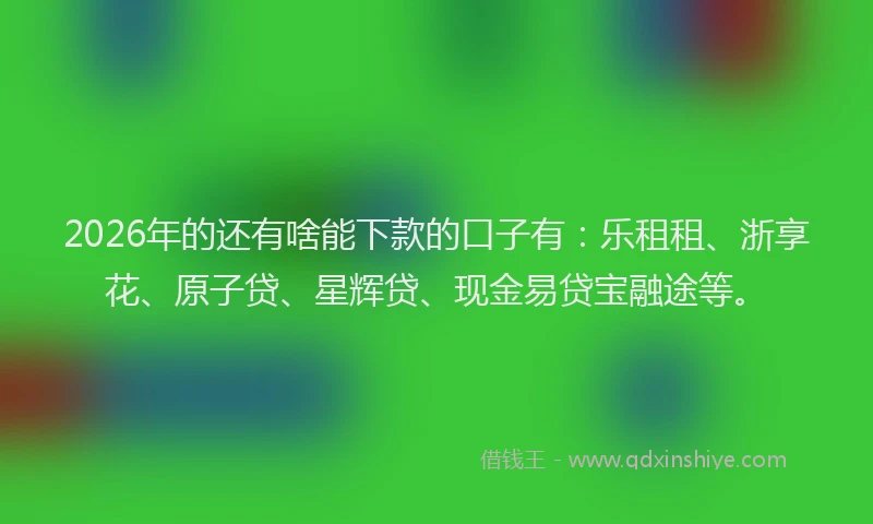 2026年的还有啥能下款的口子有：乐租租、浙享花、原子贷、星辉贷、现金易贷宝融途等。