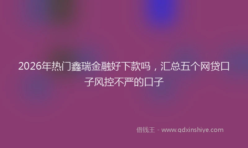 2026年热门鑫瑞金融好下款吗,汇总五个网贷口子风控不严的口子