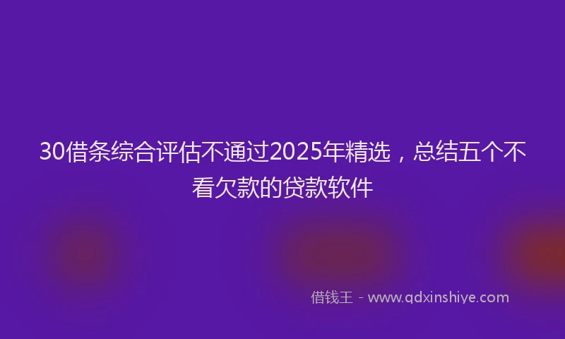 30借条综合评估不通过2025年精选，总结五个不看欠款的贷款软件