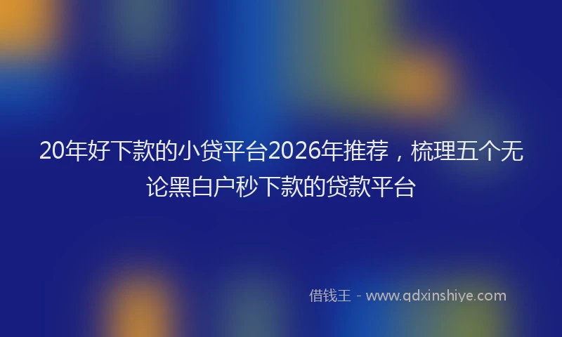 20年好下款的小贷平台2026年推荐，梳理五个无论黑白户秒下款的贷款平台