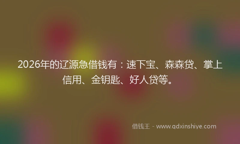 2026年的辽源急借钱有：速下宝、森森贷、掌上信用、金钥匙、好人贷等。