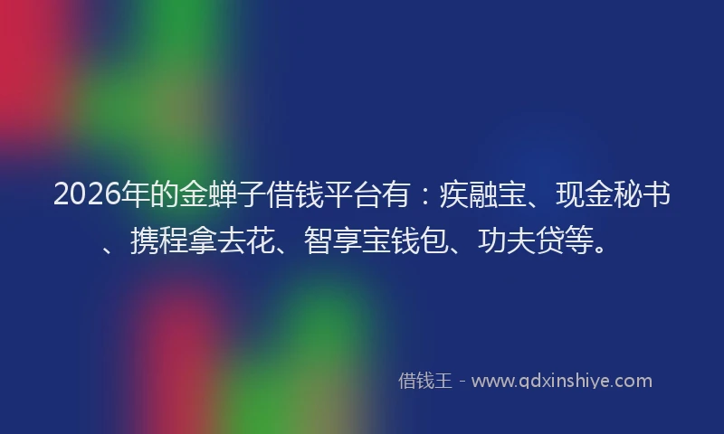 2026年的金蝉子借钱平台有：疾融宝、现金秘书、携程拿去花、智享宝钱包、功夫贷等。