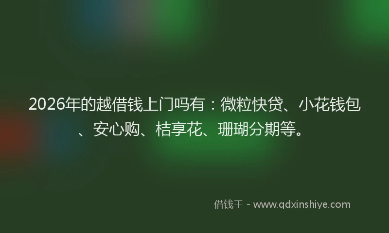 2026年的越借钱上门吗有：微粒快贷、小花钱包、安心购、桔享花、珊瑚分期等。