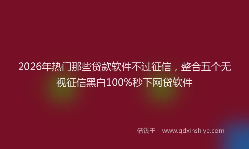 2026年热门那些贷款软件不过征信，整合五个无视征信黑白100%秒下网贷软件