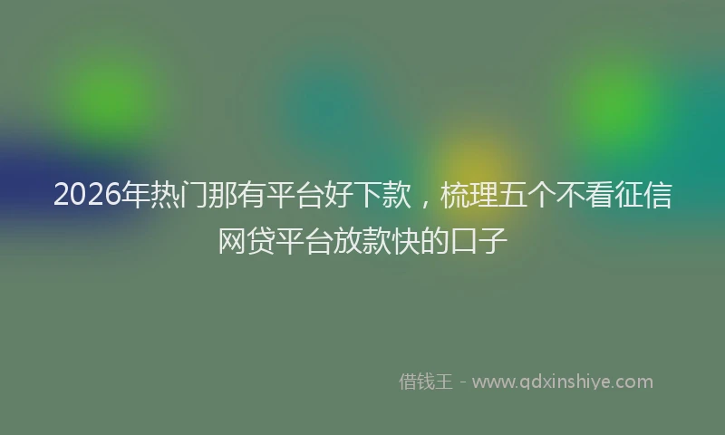 2026年热门那有平台好下款，梳理五个不看征信网贷平台放款快的口子
