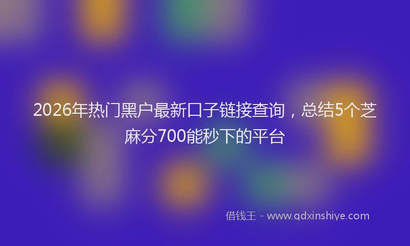 2026年热门黑户最新口子链接查询，总结5个芝麻分700能秒下的平台