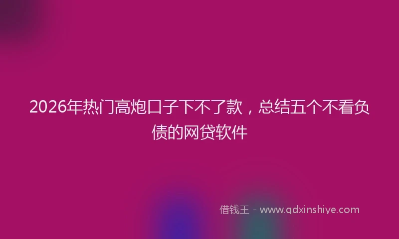 2026年热门高炮口子下不了款，总结五个不看负债的网贷软件