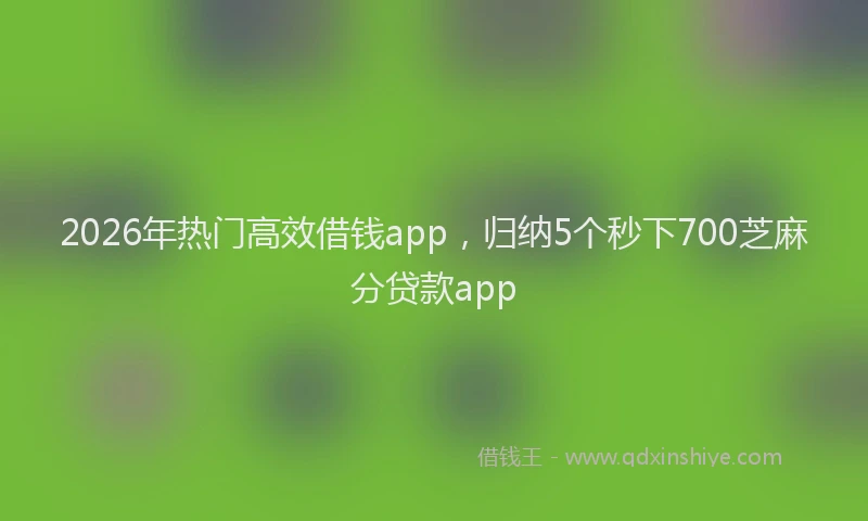 2026年热门高效借钱app,归纳5个秒下700芝麻分贷款app