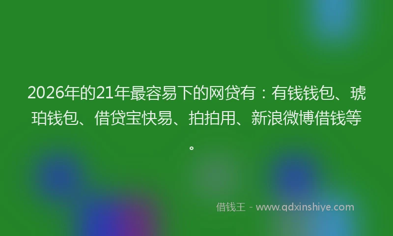 2026年的21年最容易下的网贷有：有钱钱包、琥珀钱包、借贷宝快易、拍拍用、新浪微博借钱等。