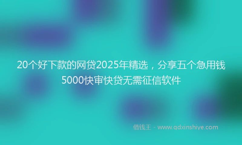 20个好下款的网贷2025年精选，分享五个急用钱5000快审快贷无需征信软件