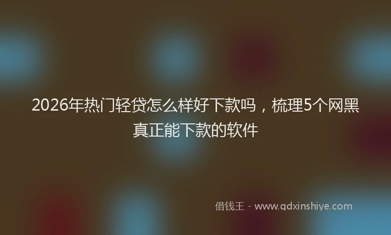 2026年热门轻贷怎么样好下款吗，梳理5个网黑真正能下款的软件
