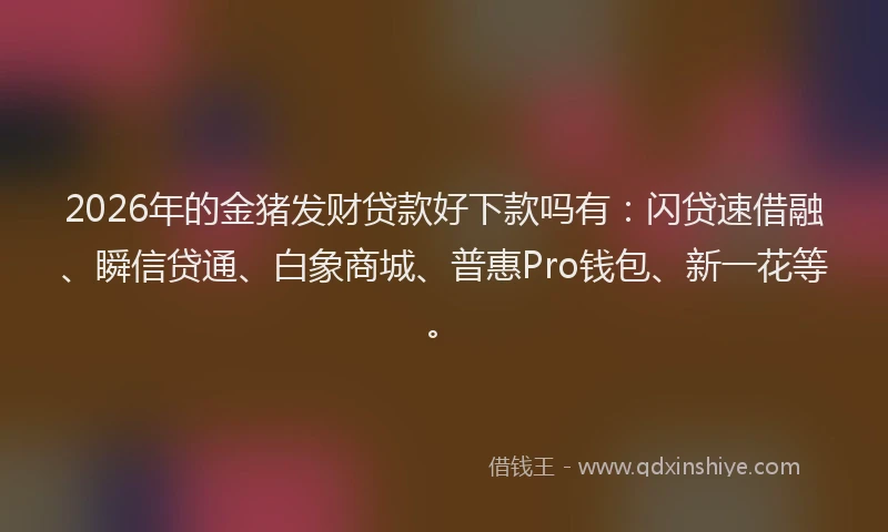 2026年的金猪发财贷款好下款吗有：闪贷速借融、瞬信贷通、白象商城、普惠Pro钱包、新一花等。