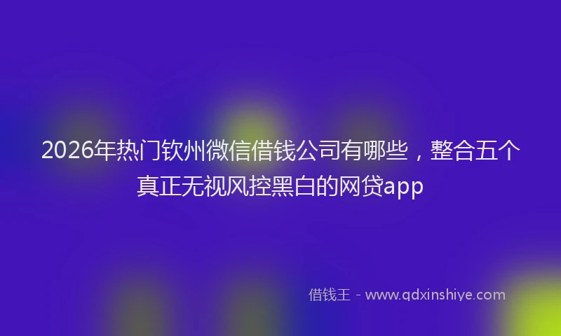 2026年热门钦州微信借钱公司有哪些，整合五个真正无视风控黑白的网贷app