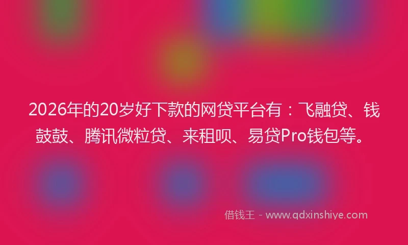 2026年的20岁好下款的网贷平台有:飞融贷、钱鼓鼓、腾讯微粒贷、来租呗、易贷Pro钱包等。