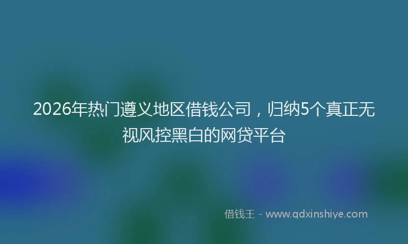 2026年热门遵义地区借钱公司，归纳5个真正无视风控黑白的网贷平台