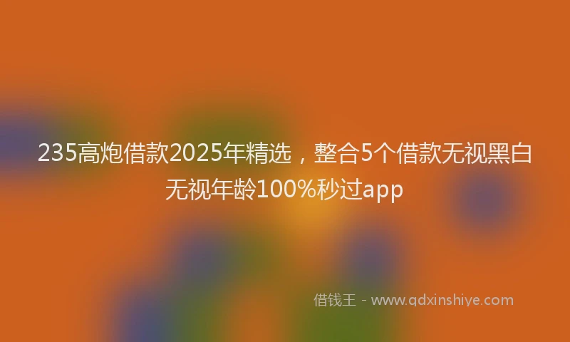 235高炮借款2025年精选，整合5个借款无视黑白无视年龄100%秒过app